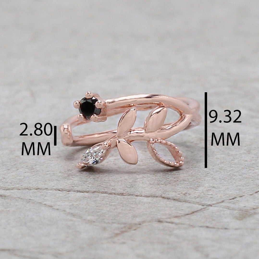 Natural Round / Marquise Diamond 14K Solid Rose White Yellow Gold Ear Cuff Ring Engagement Wedding Gift Ear Cuff KD1071