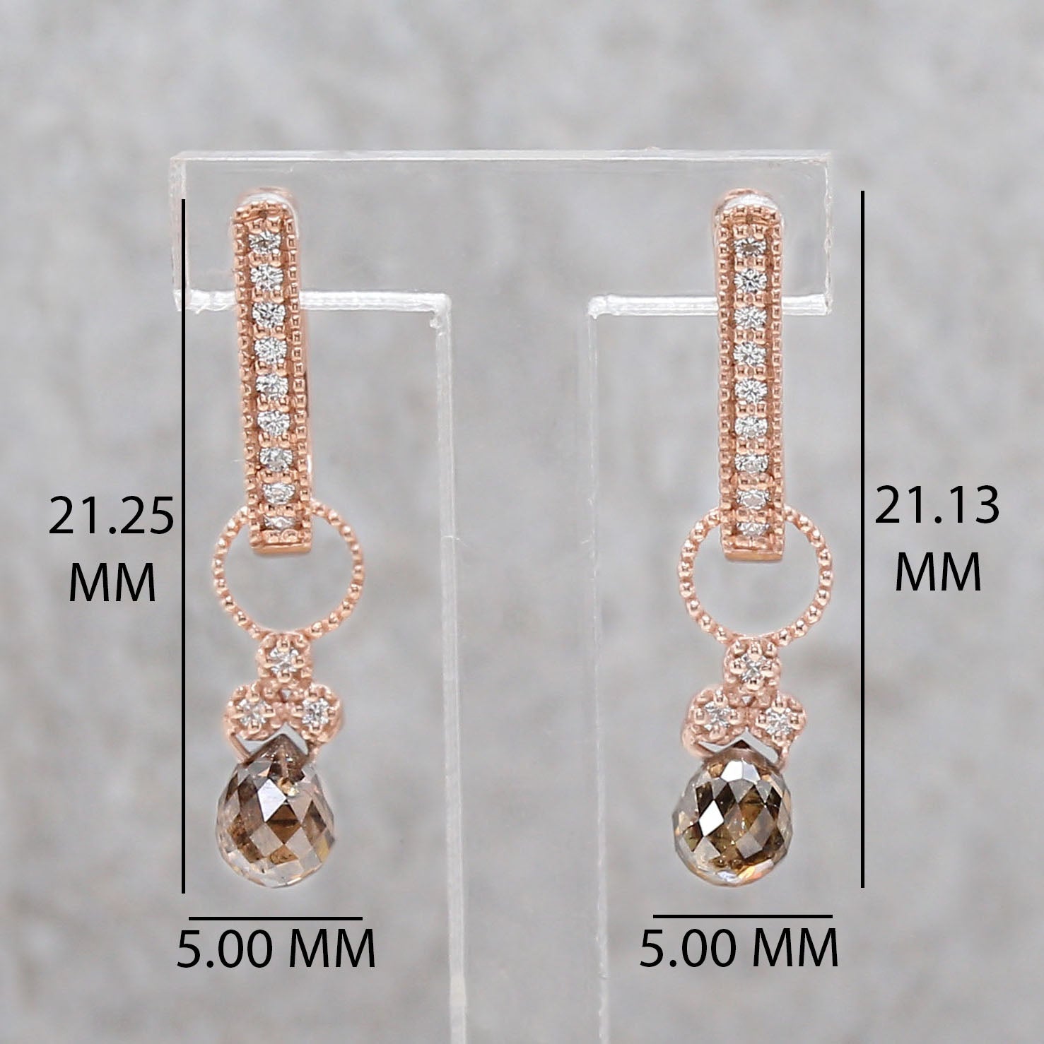 Drop Brown Color Diamond Earring Engagement Wedding Gift Earring 14K Solid Rose White Yellow Gold Earring 1.23 CT KDK2275