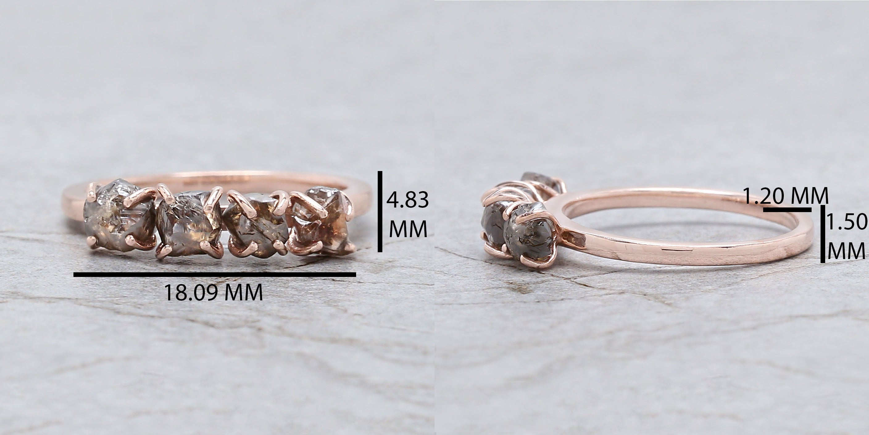 Rough Brown Color Diamond Ring 2.10 Ct 4.70 MM Irregular Rough Diamond Ring 14K Solid Rose Gold Silver Engagement Ring Gift For Her QL7976
