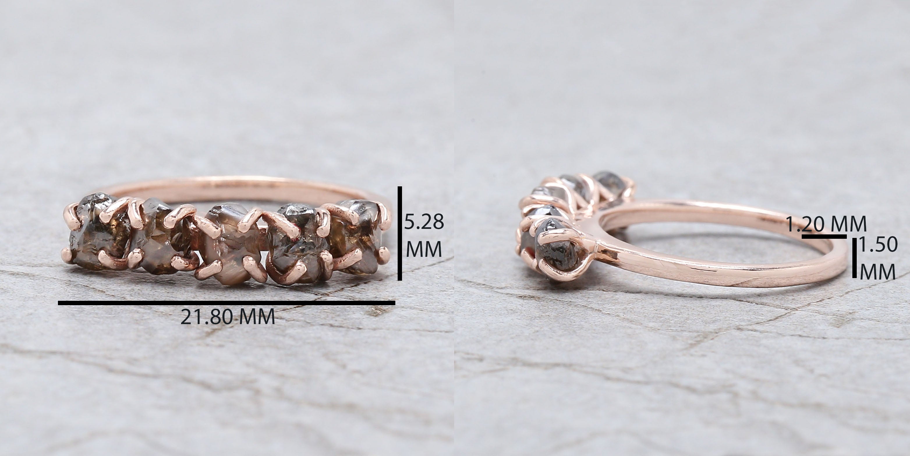 Rough Brown Color Diamond Ring 2.44 Ct 5.00 MM Crystal Rough Diamond Ring 14K Solid Rose Gold Silver Engagement Ring Gift For Her QL7971