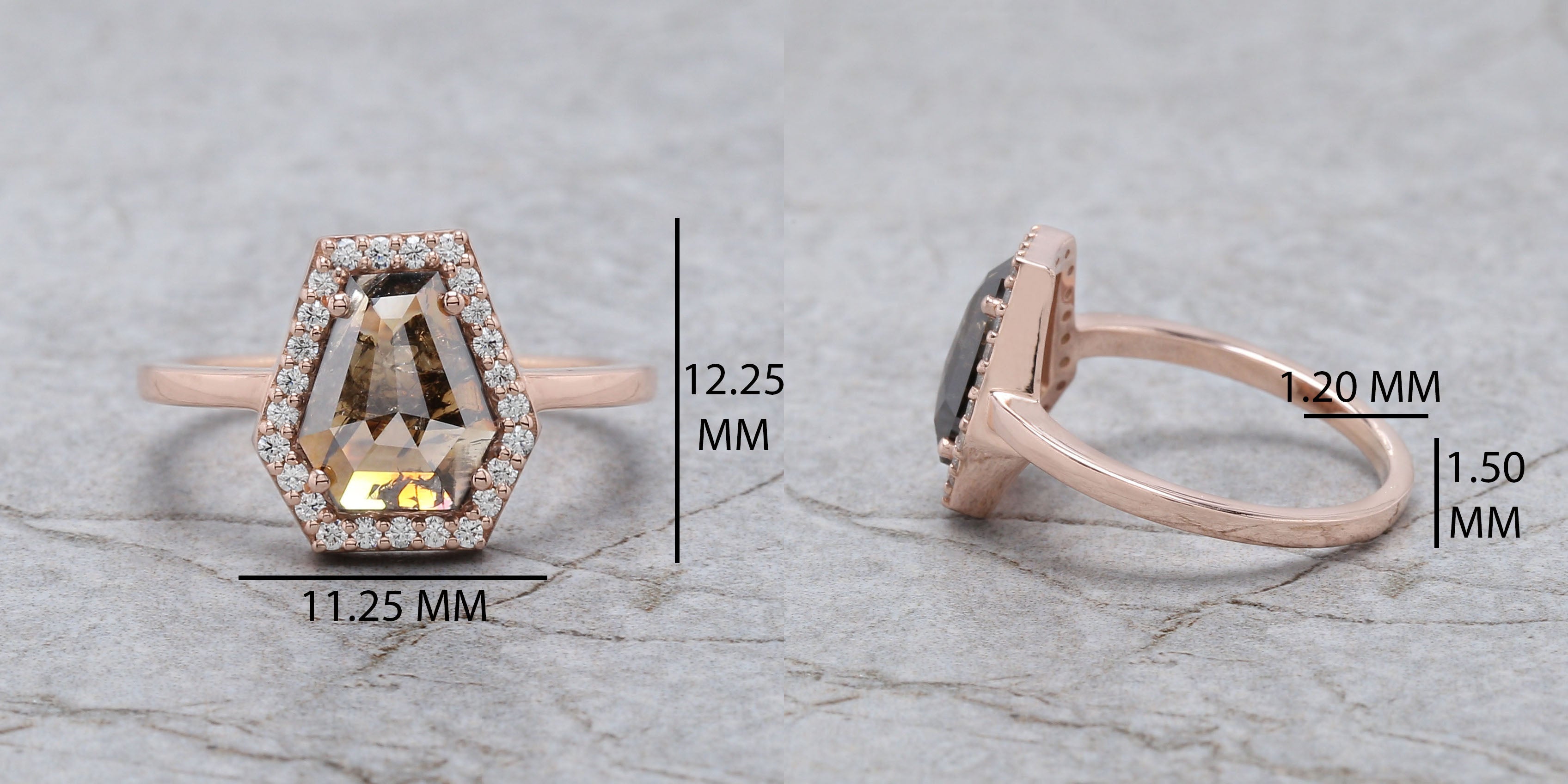 Coffin Cut Brown Color Diamond Ring 1.23 Ct 9.00 MM Coffin Shape Diamond Ring 14K Solid Rose Gold Silver Engagement Ring Gift For Her QL7507