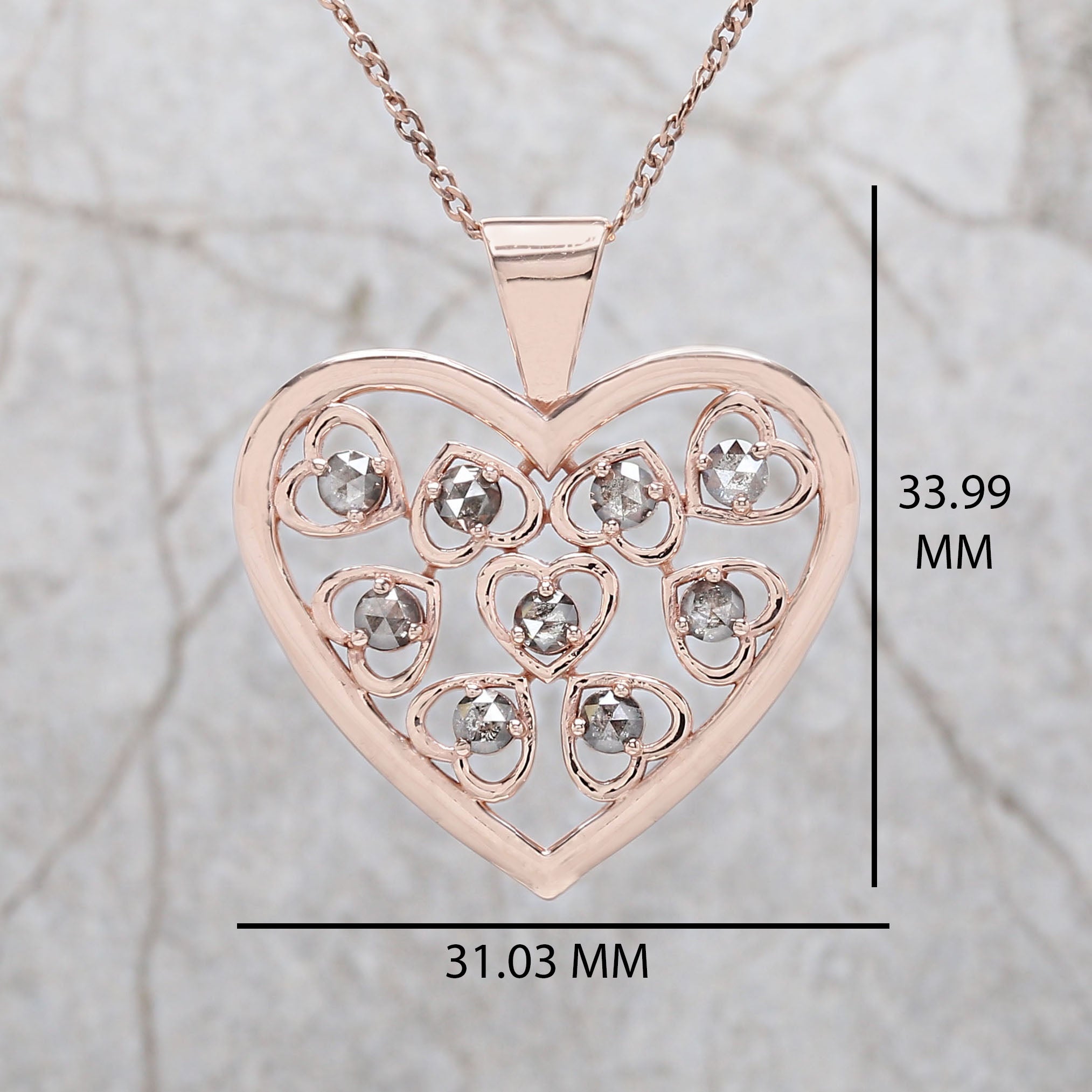 Round Rose Cut Salt And Pepper Diamond Pendant, Unique Diamond Pendant, Dangling Diamond Pendant, No Chain Including Only Pendant KDL2404