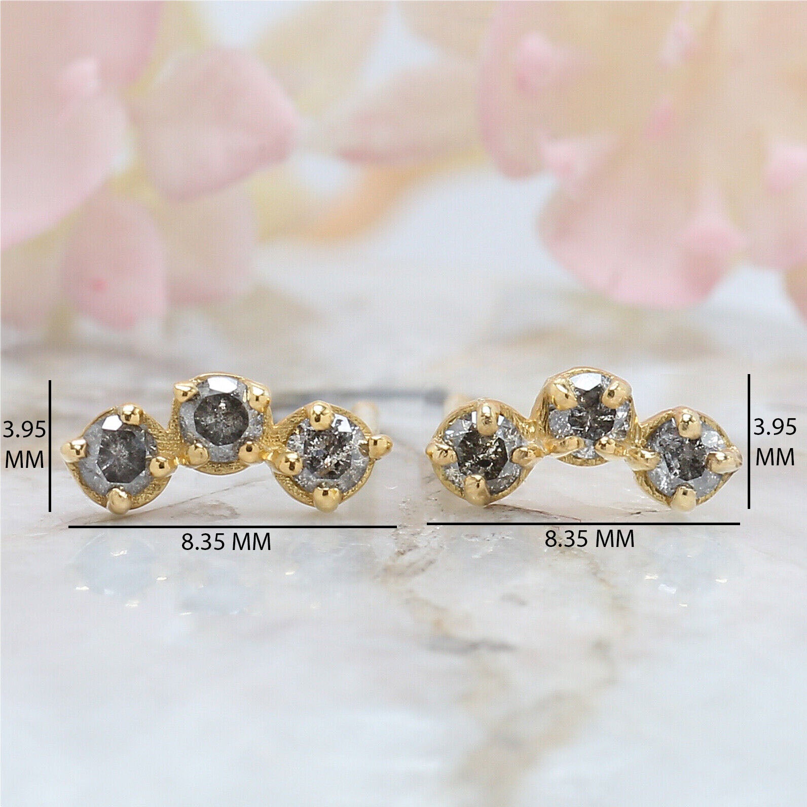Salt And Pepper Round Diamond Earring 14K Solid Rose White Yellow Gold Engagement Wedding Gift Earring 0.29 CT KD942