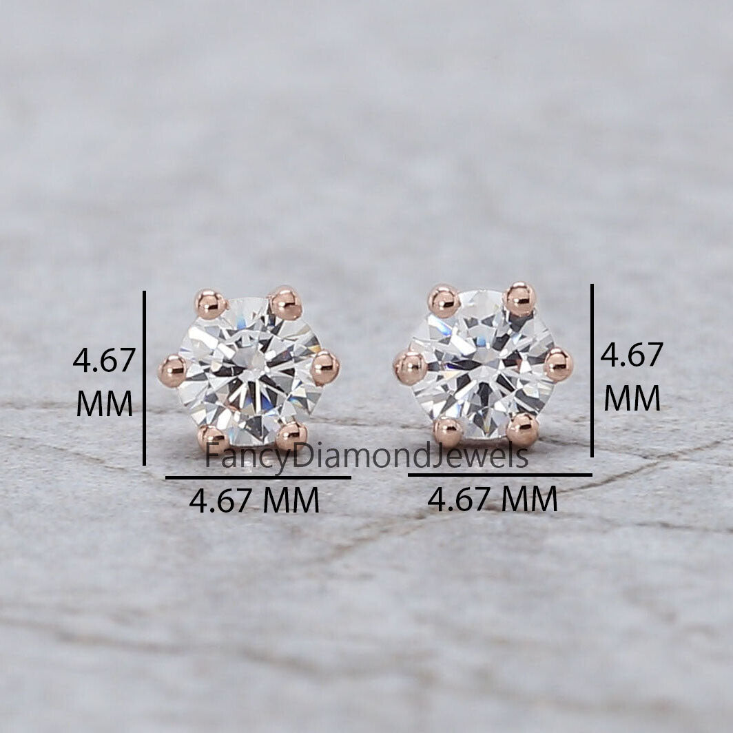 Round White Color Diamond Earring Engagement Wedding Gift Earring 14K Solid Rose White Yellow Gold Earring 0.34 CT KD981