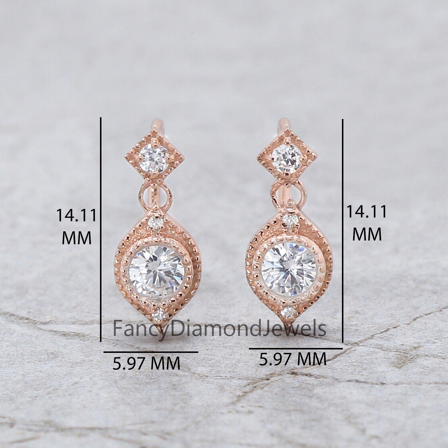 Round White Color Diamond Earring Engagement Wedding Gift Earring 14K Solid Rose White Yellow Gold Earring 0.42 CT KD994