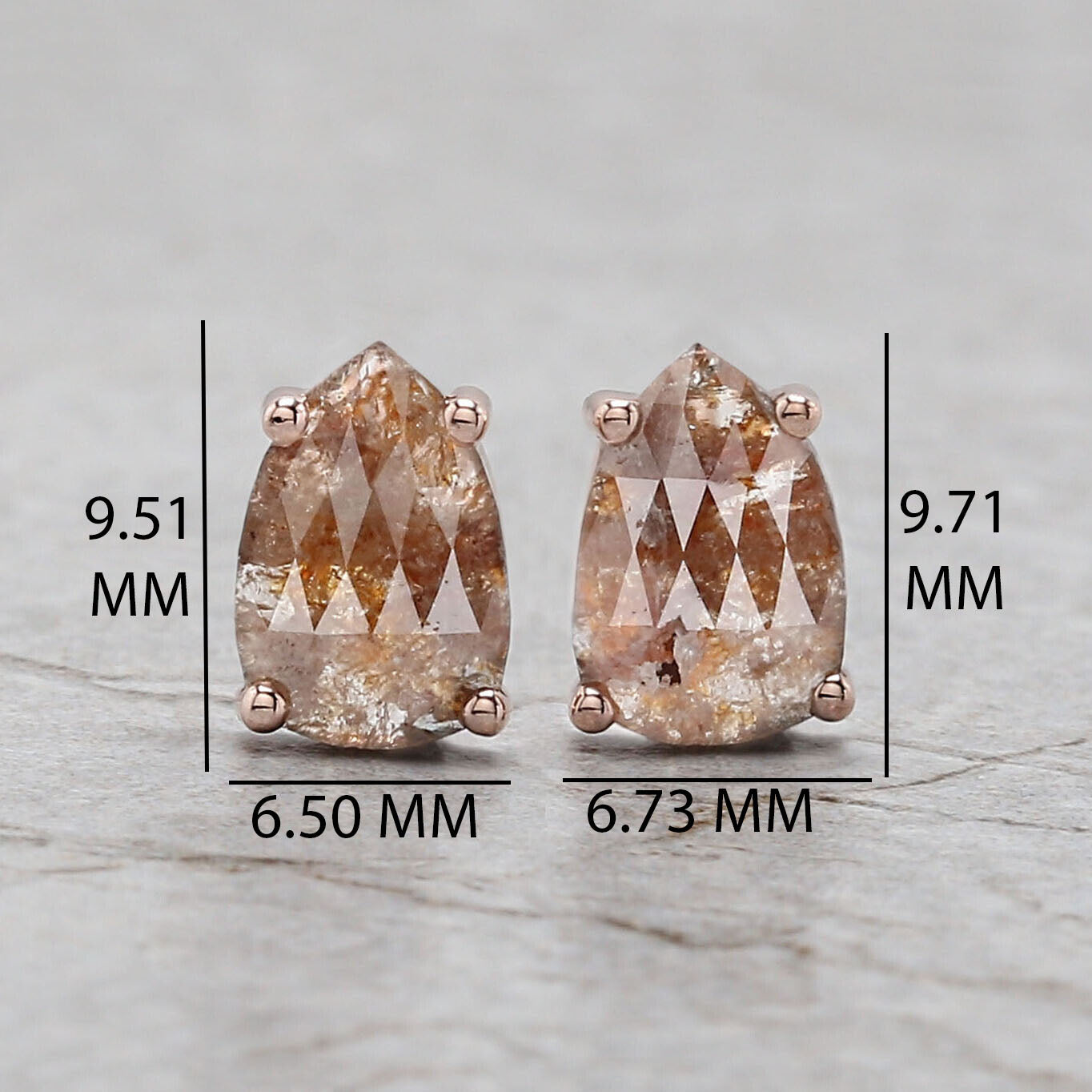 Pear Cut Brown Color Diamond Earring 2.02 Ct 9.40 MM Pear Shape Diamond Earring 14K Solid Rose Gold Silver Engagement Earring QN8369