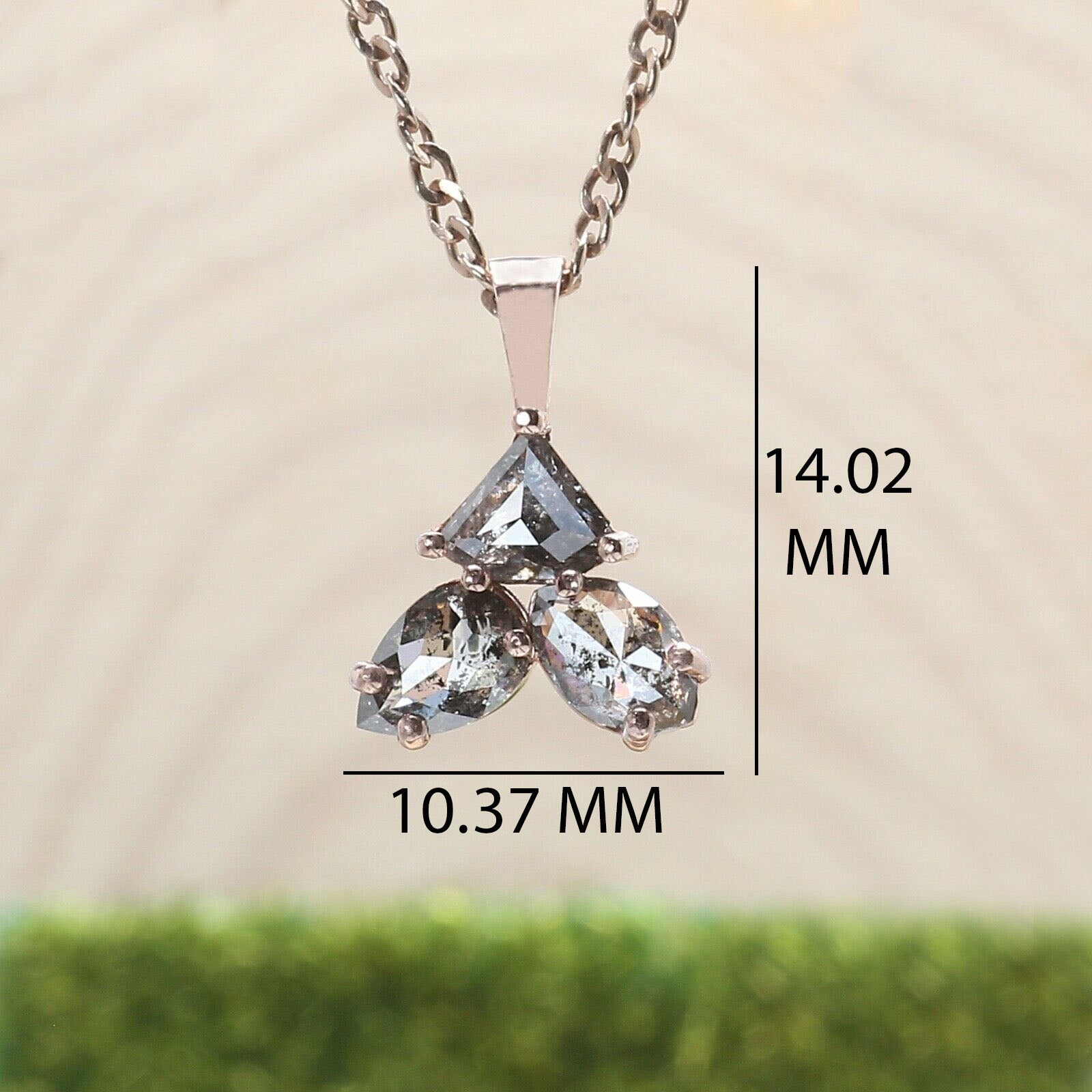 Mix Shape Salt And Pepper Diamond Pendant,Unique Diamond Pendant,Mix Shape Dangling Diamond Necklace, No Chain Including Only Pendant KDN890