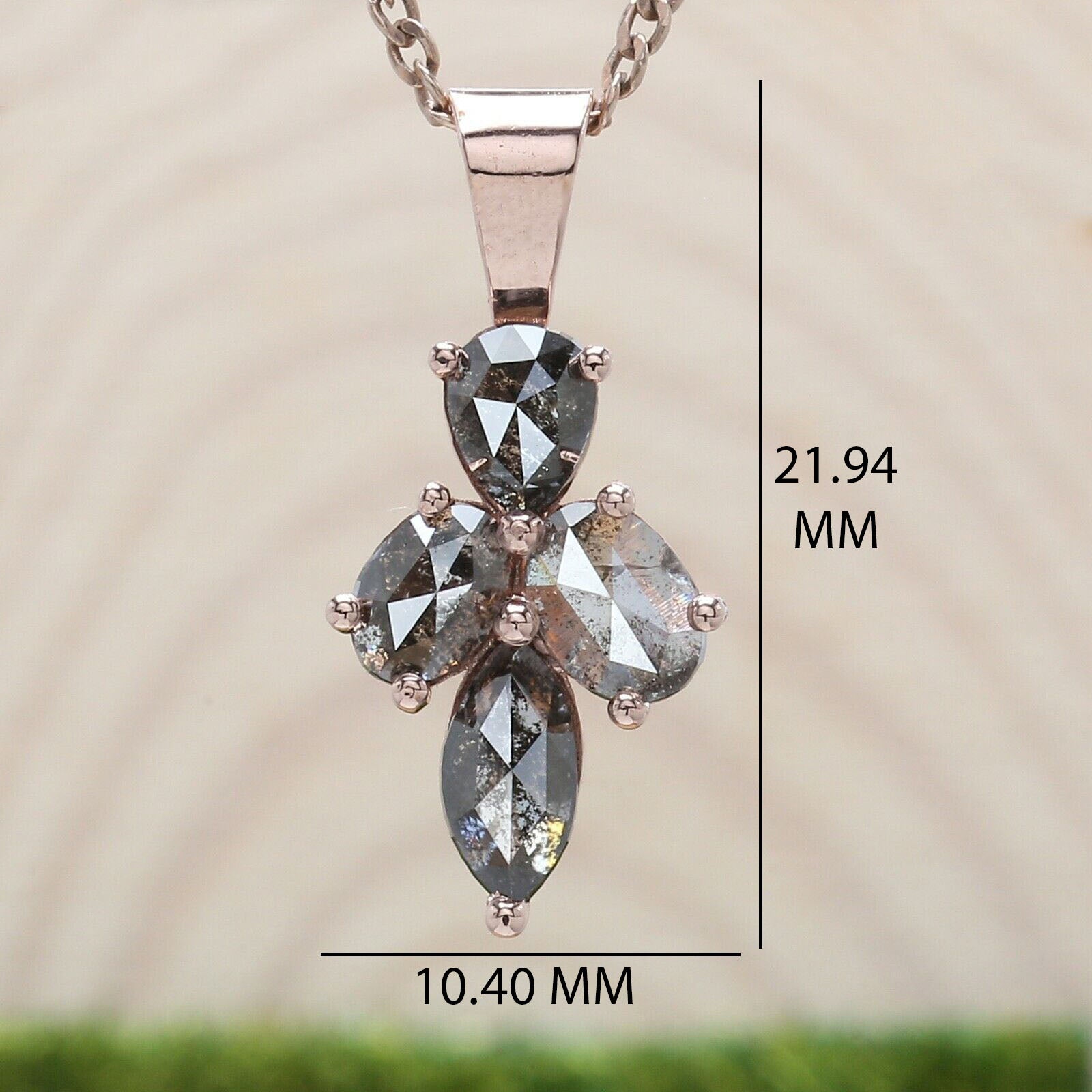 Mix Shape Salt And Pepper Diamond Pendant, Unique Diamond Pendant, Salt And Pepper Diamond Pendant, No Chain Including Only Pendant KDN8513