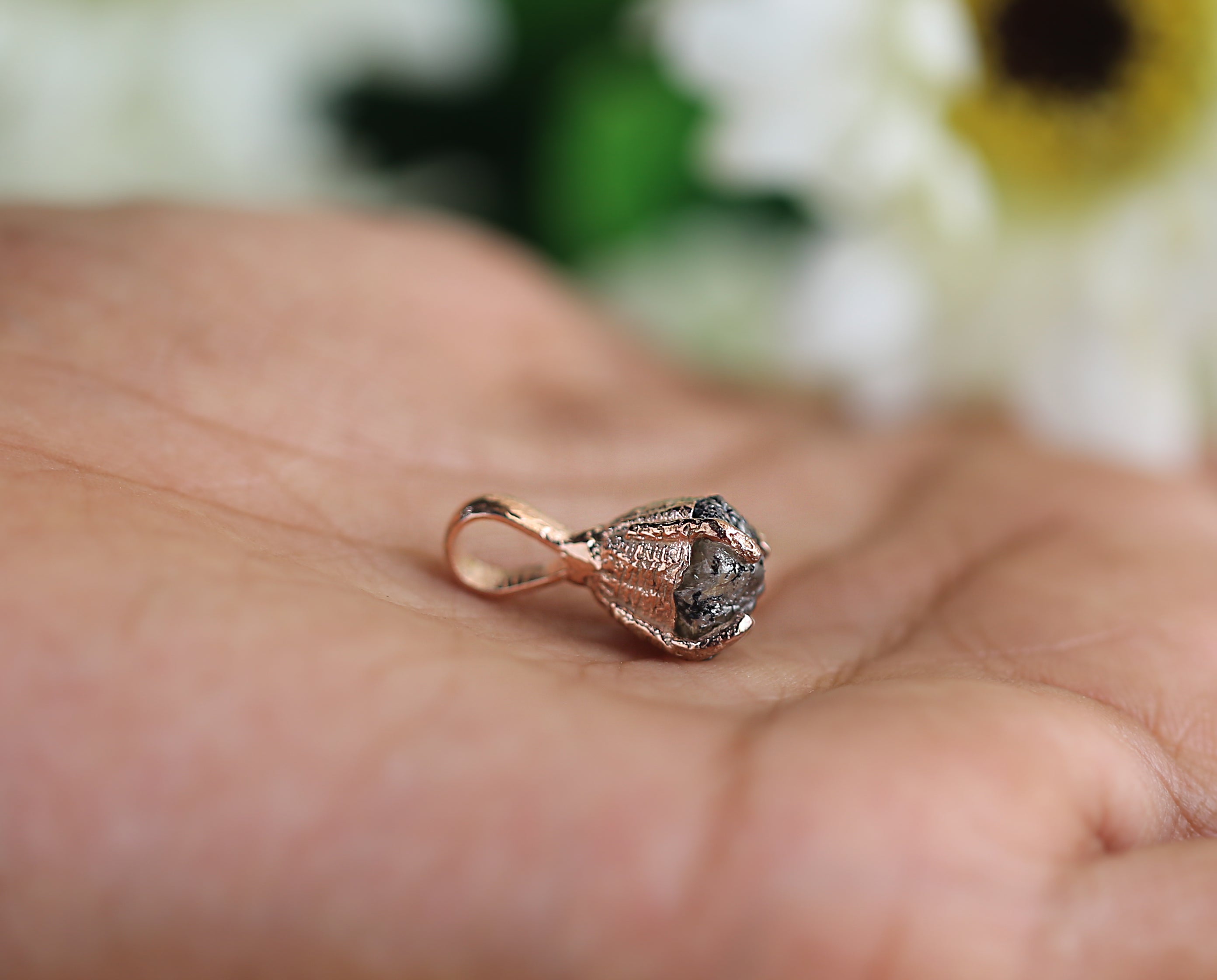 2.79 CT Raw Diamond Pendant, Hand Made Pendant, Rose Gold Pendant, Brown Diamond Pendant, Uncut Pendant, Rough Diamond Pendant, KDL9030