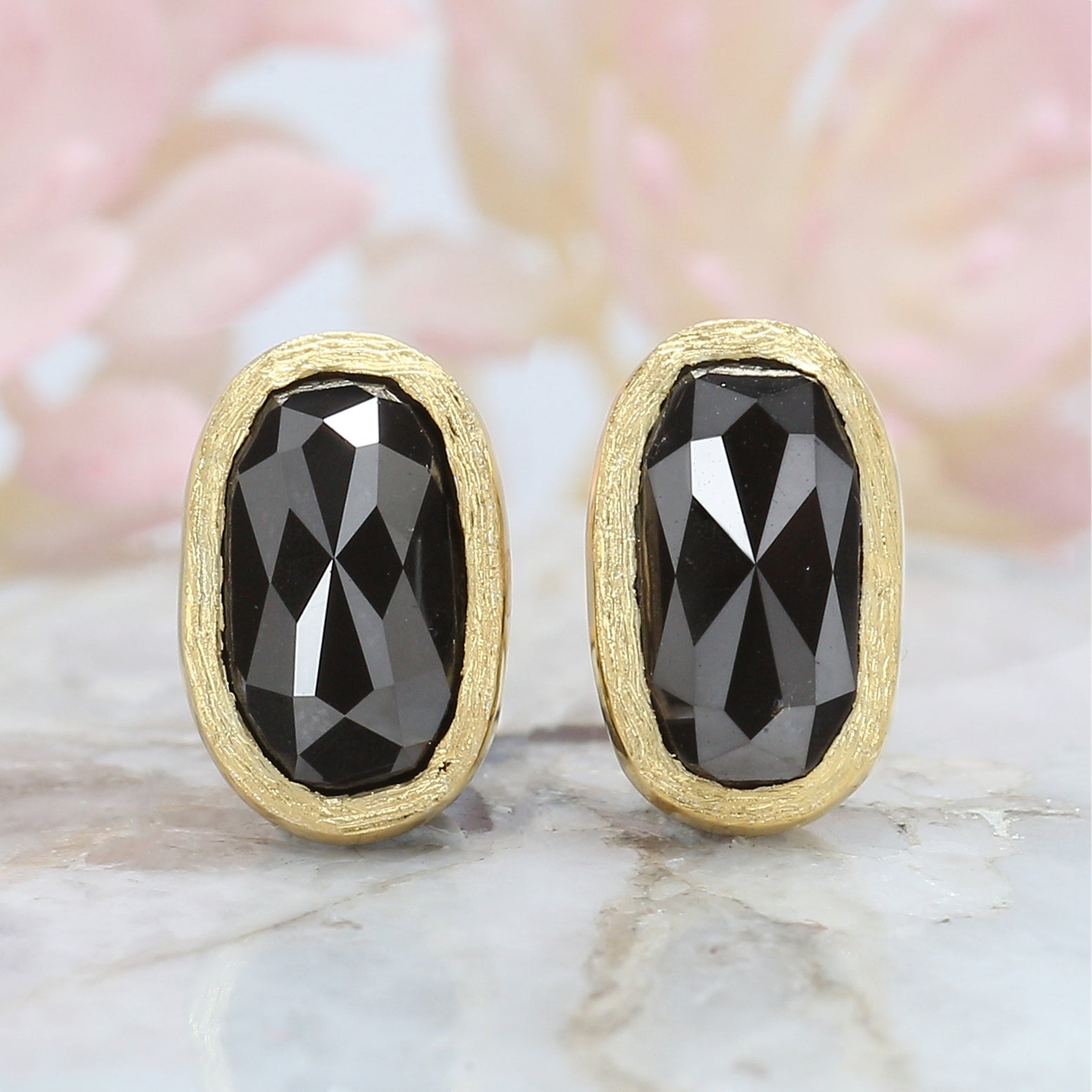 Black Color Oval Diamond Earring 14K Solid Rose White Yellow Gold Engagement Wedding Gift Earring 3.77 CT KDN374-KDN375