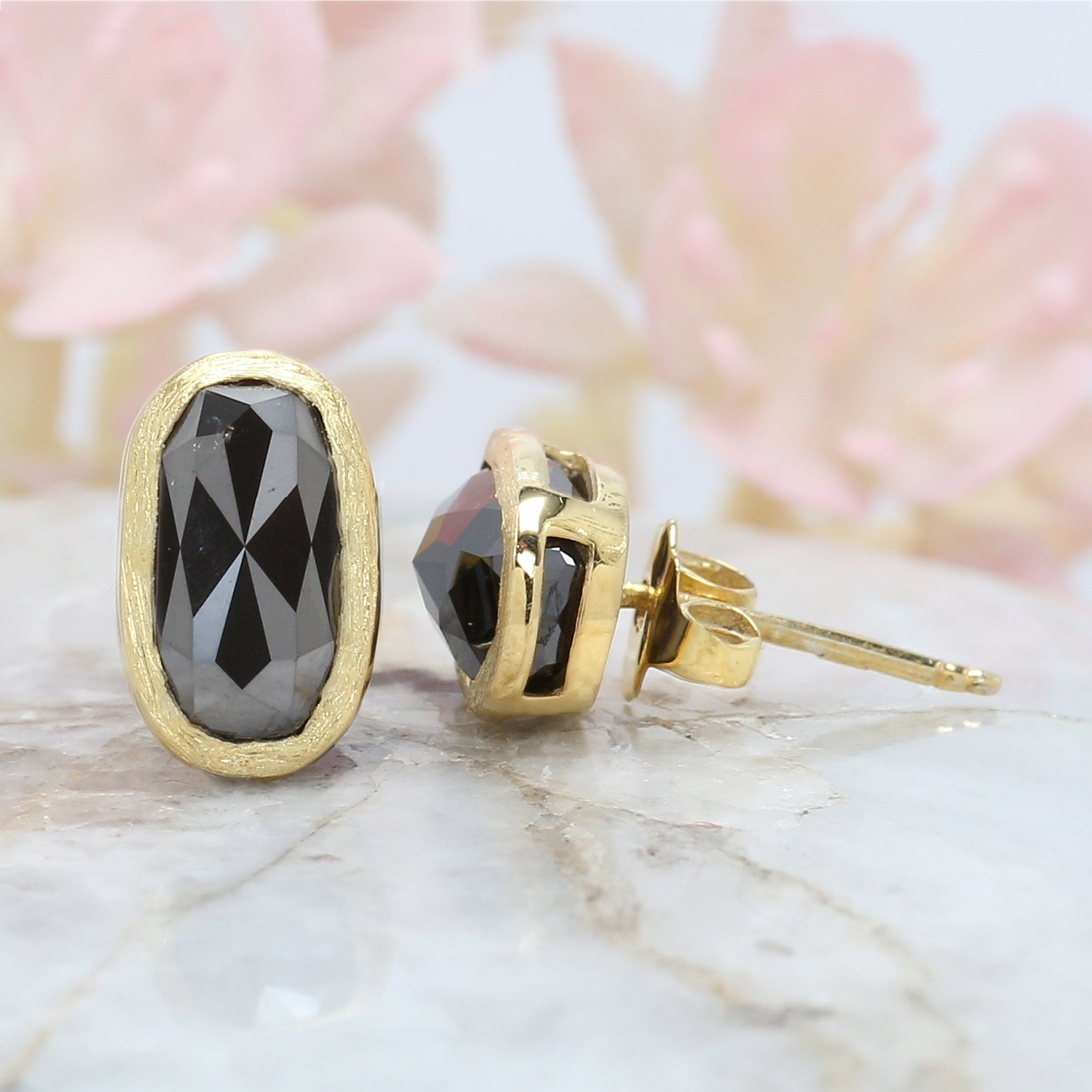 Black Color Oval Diamond Earring 14K Solid Rose White Yellow Gold Engagement Wedding Gift Earring 3.77 CT KDN374-KDN375