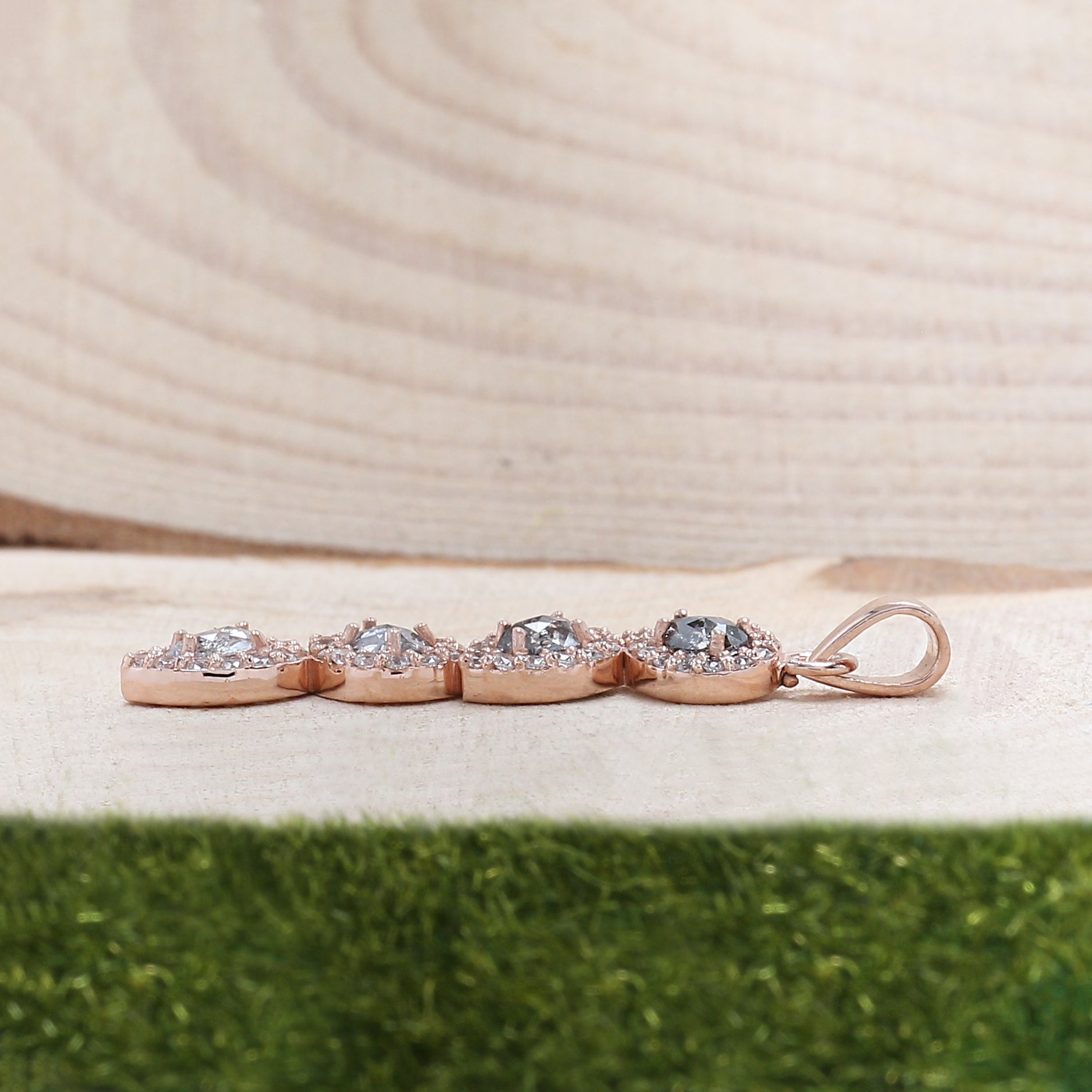 Salt And Pepper Pear Diamond Pendant 14K Solid Rose White Yellow Gold Pendant Engagement Wedding Gift Pendant 0.62 CT KDN1570