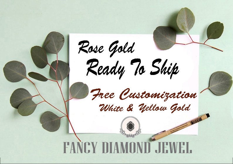 Black Round Rose Cut Diamond 14K Solid Rose Gold Ring Set Engagement Wedding Gift Ring KD449