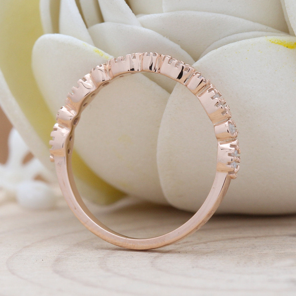 14K Gold Band White Round Diamond Ring Engagement Wedding Bridal Gift Ring KD085