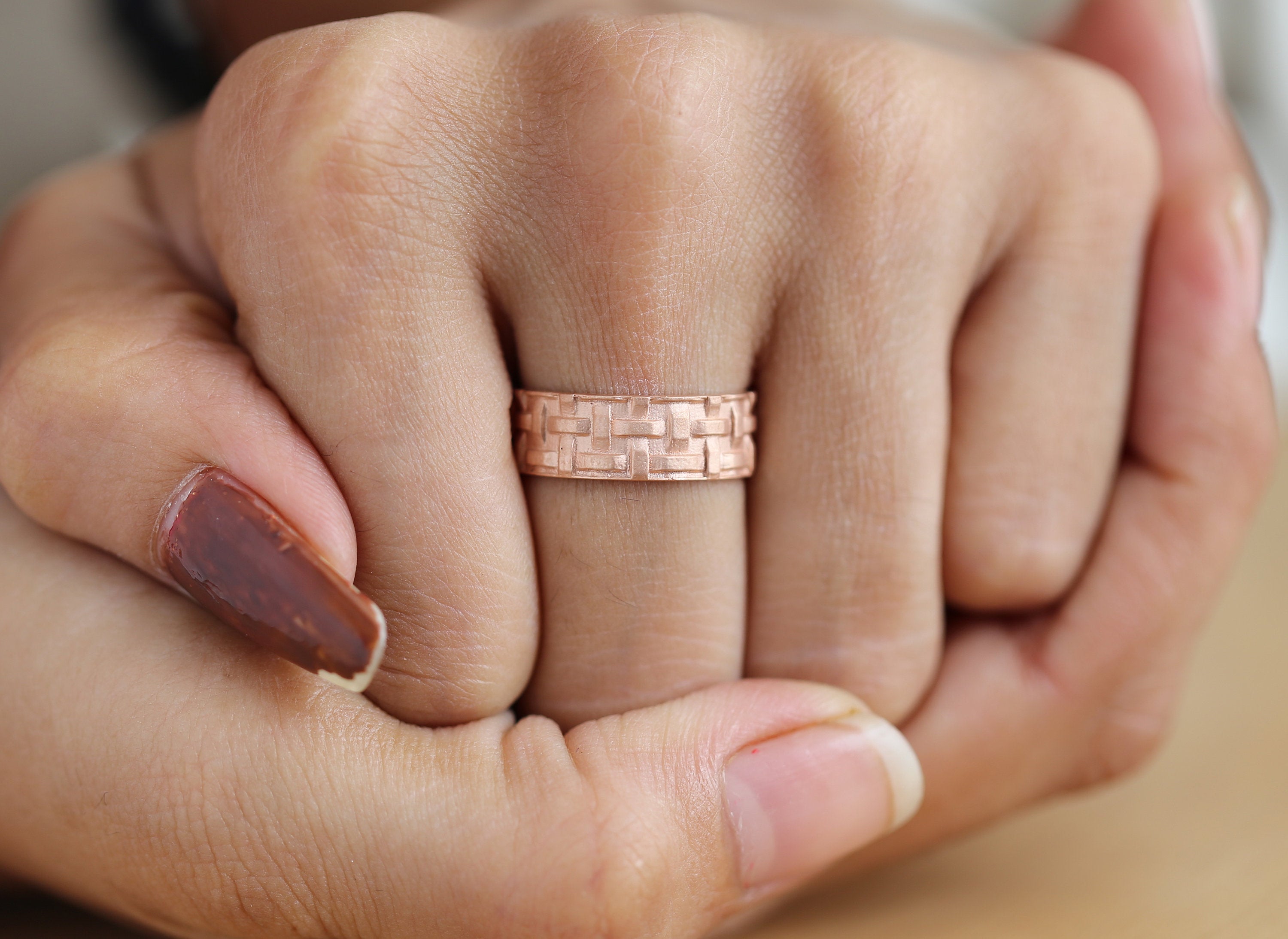 Couple Wedding Band Ring 14K Rose White Yellow Solid Matte Gold Ring Engagement Gift Ring KD782
