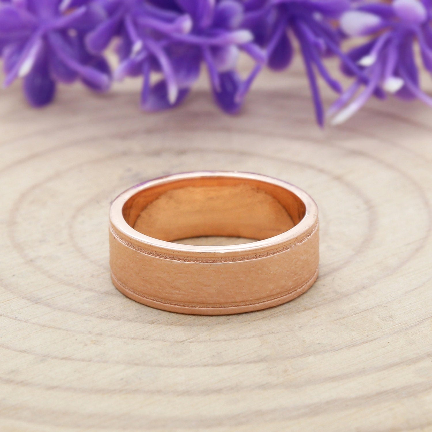 Couple Wedding Band Ring 14K Rose White Yellow Solid Matte Gold Ring Engagement Gift Ring KD784