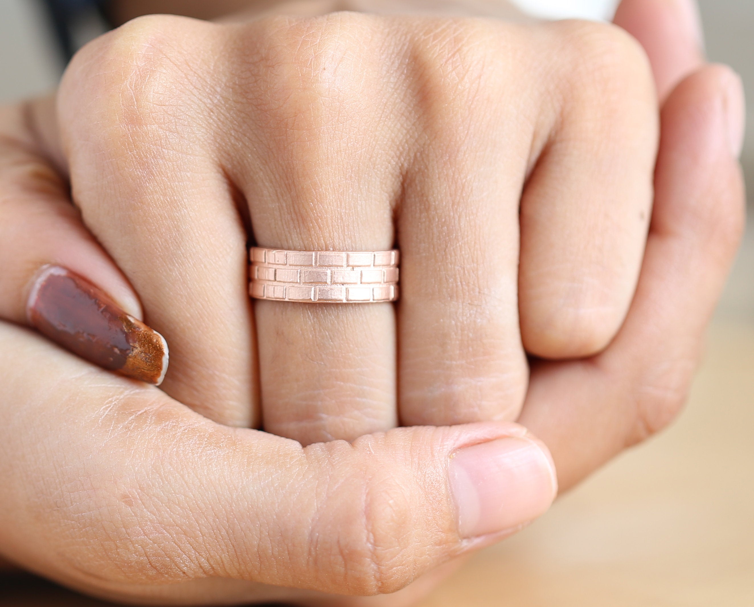 Couple Wedding Band Ring 14K Rose White Yellow Solid Matte Gold Ring Engagement Gift Ring KD791