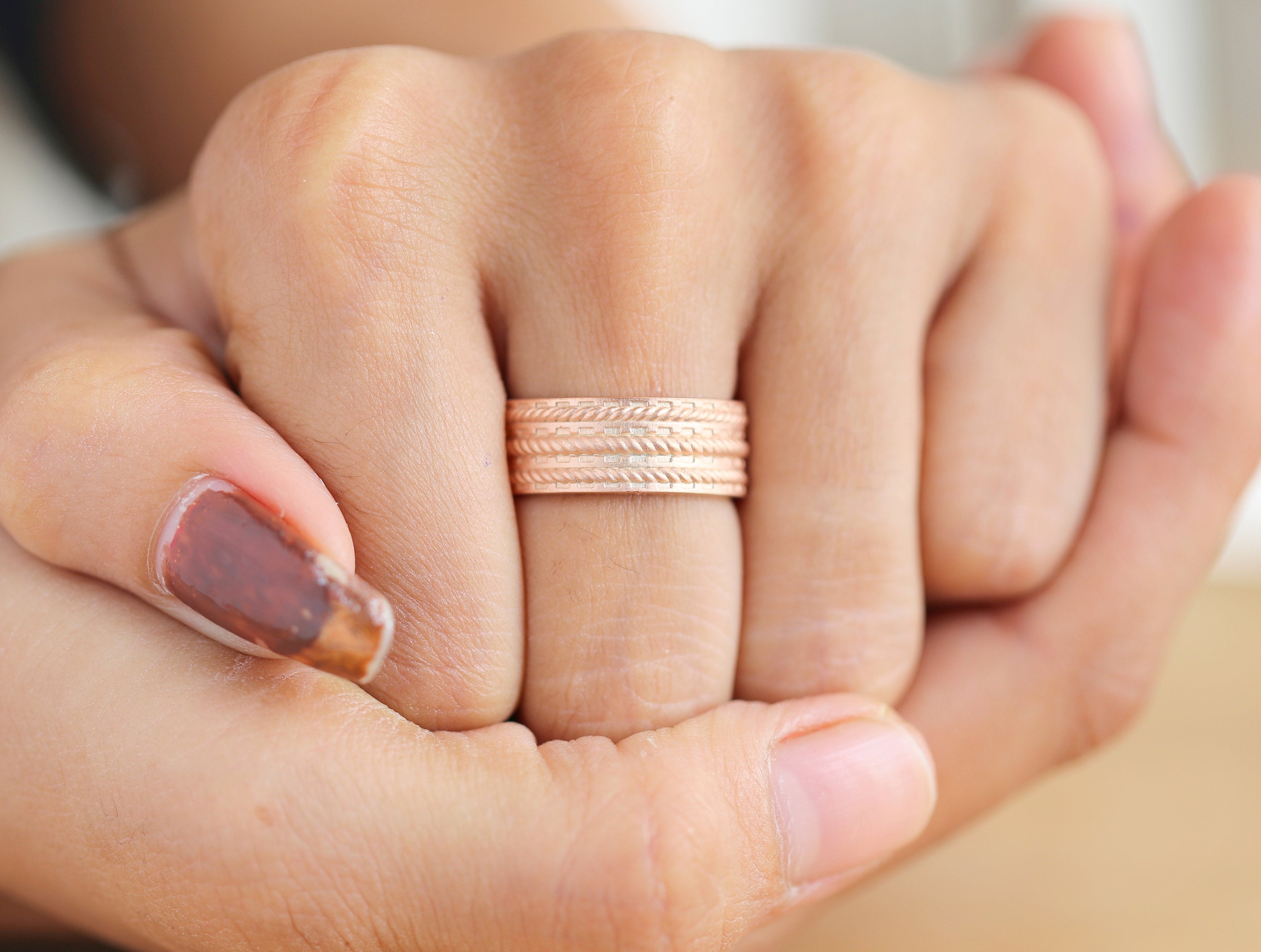 Couple Wedding Band Ring 14K Rose White Yellow Solid Matte Gold Ring Engagement Gift Ring KD794