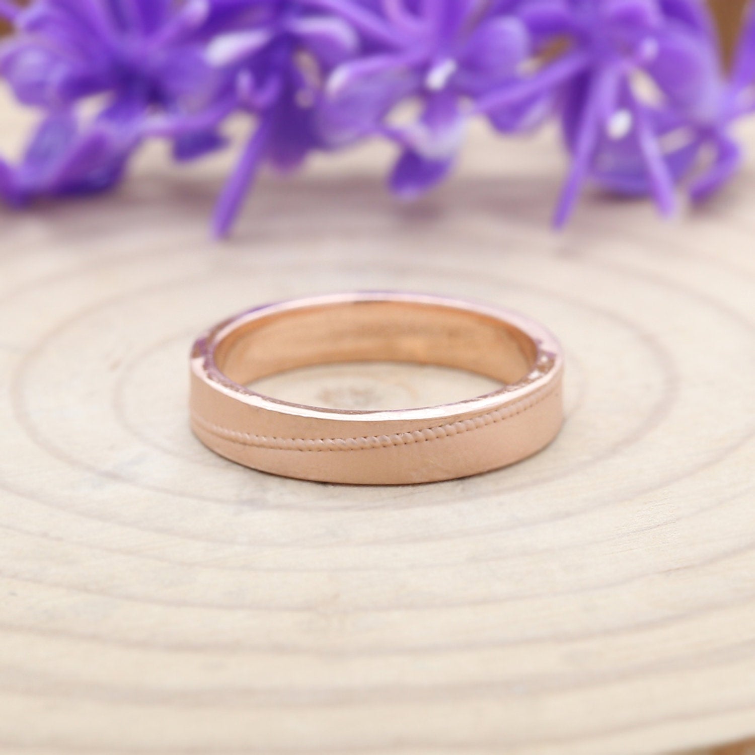 Couple Wedding Band Ring 14K Rose White Yellow Solid Matte Gold Ring Engagement Gift Ring KD795