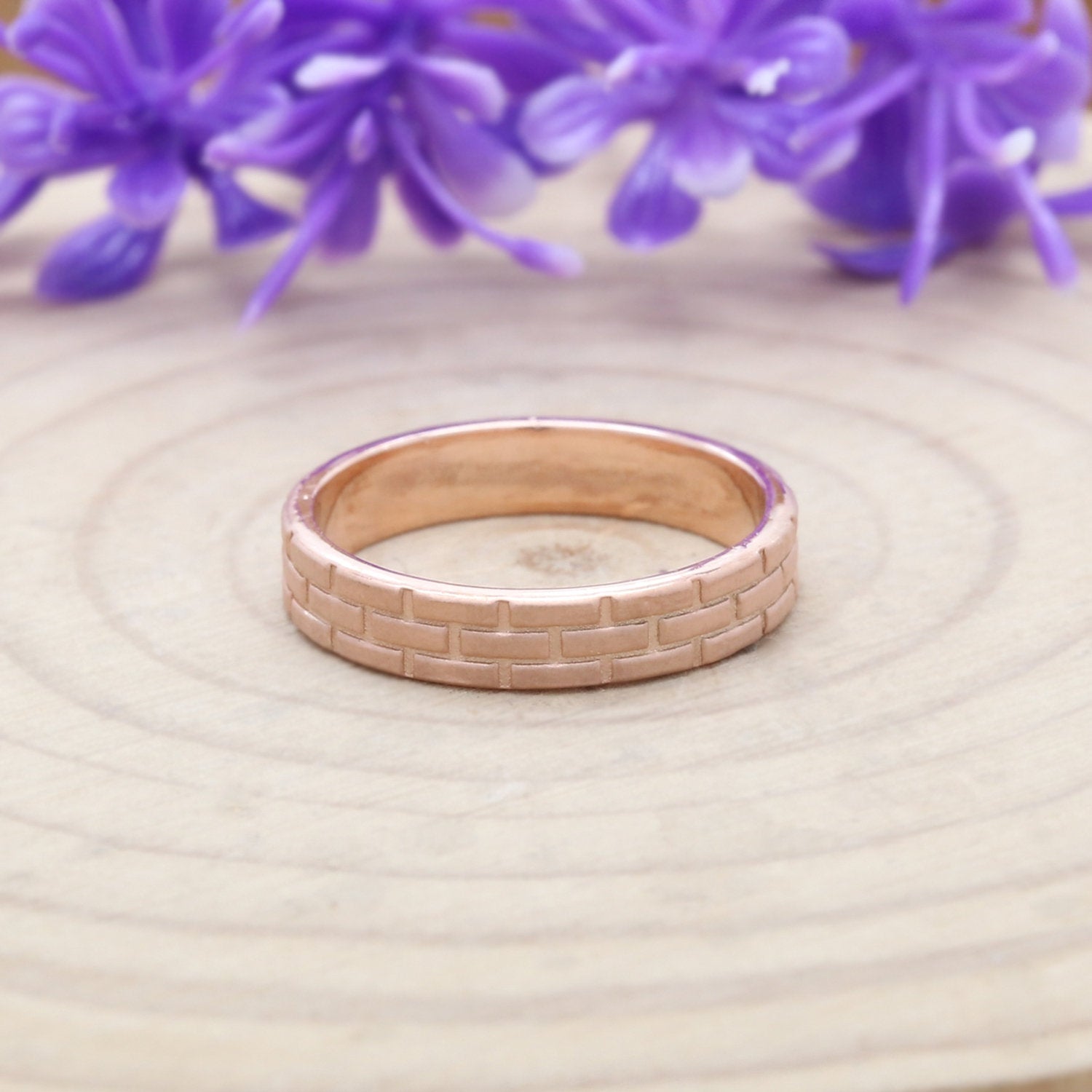 Couple Wedding Band Ring 14K Rose White Yellow Solid Matte Gold Ring Engagement Gift Ring KD791