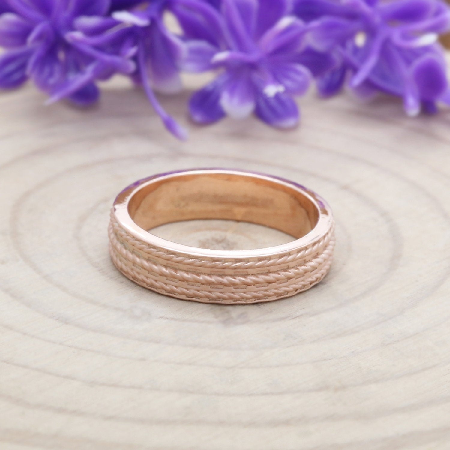 Couple Wedding Band Ring 14K Rose White Yellow Solid Matte Gold Ring Engagement Gift Ring KD794