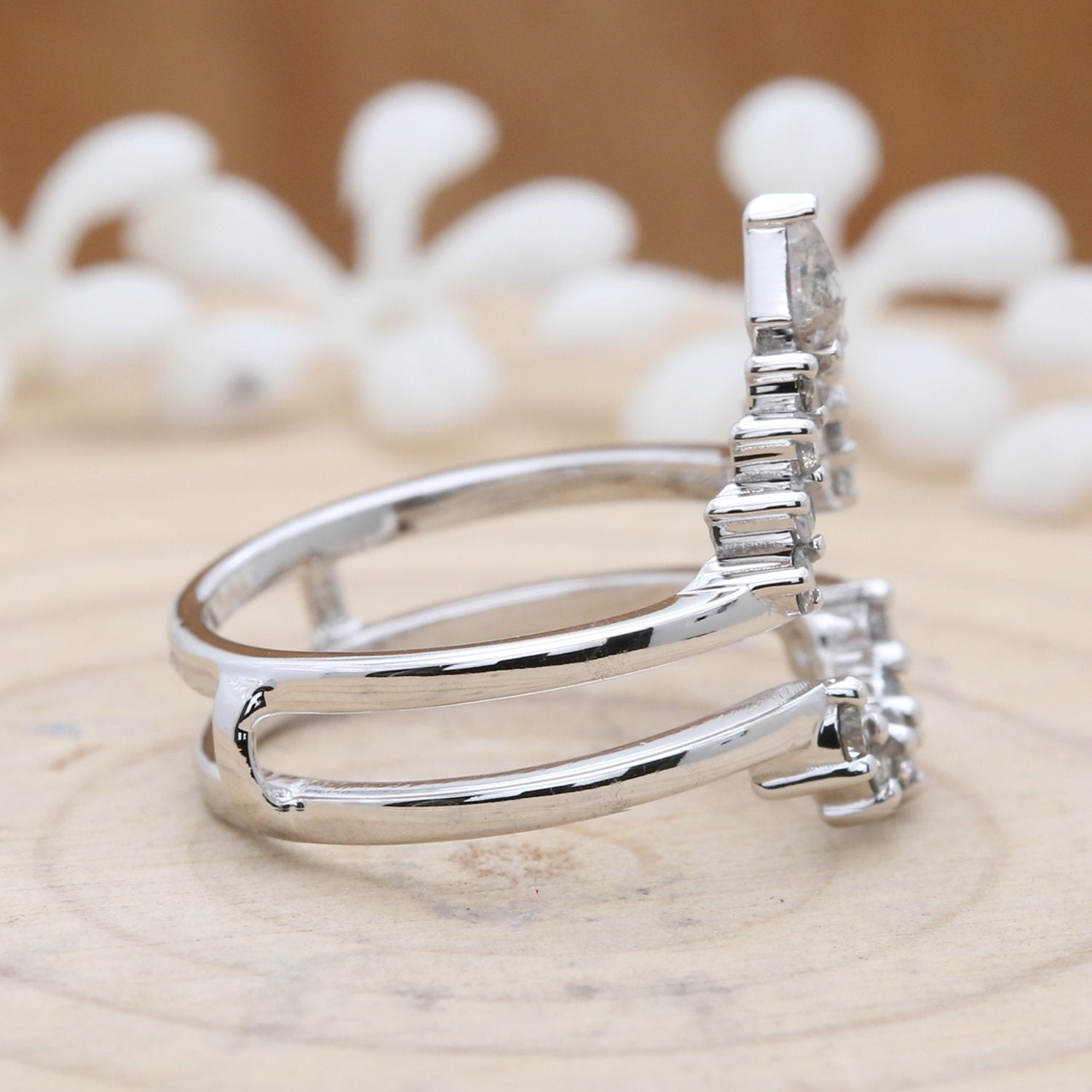 Salt And Pepper Kite Diamond 14K Solid Gold Ring Engagement Wedding Gift Ring KD698