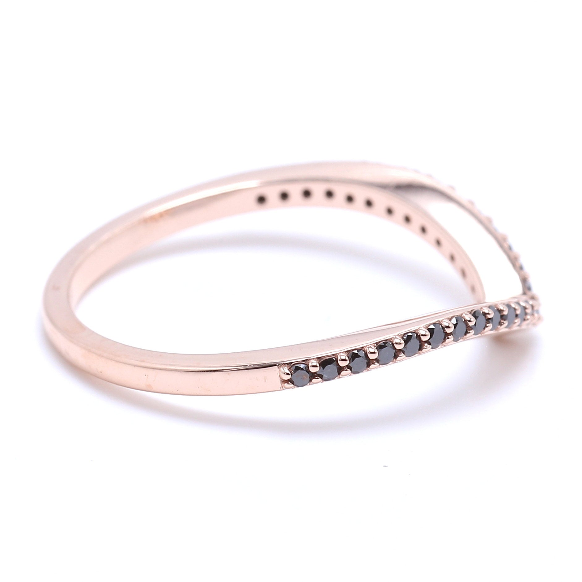 14K Rose Gold Band White Round Diamond Ring Engagement Wedding Gift Band Ring KD831