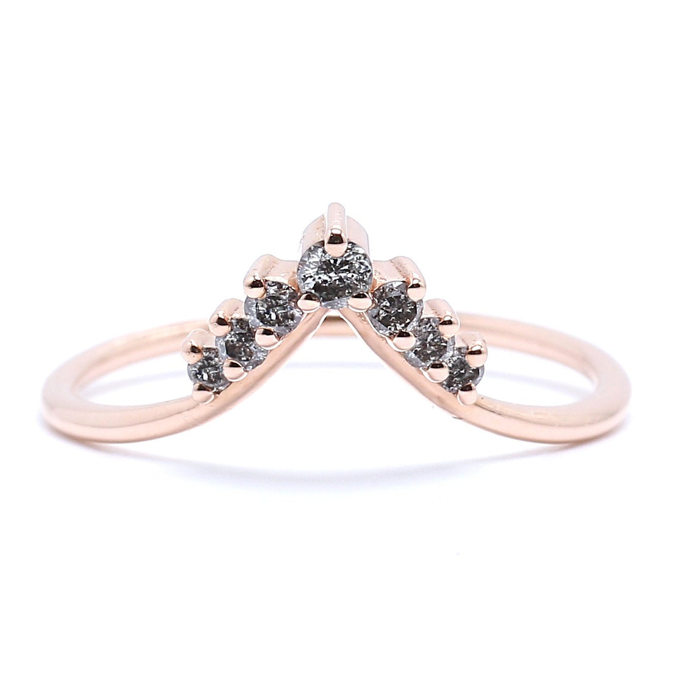 14K Rose Gold Band White Round Diamond Ring Engagement Wedding Gift Band Ring KD837