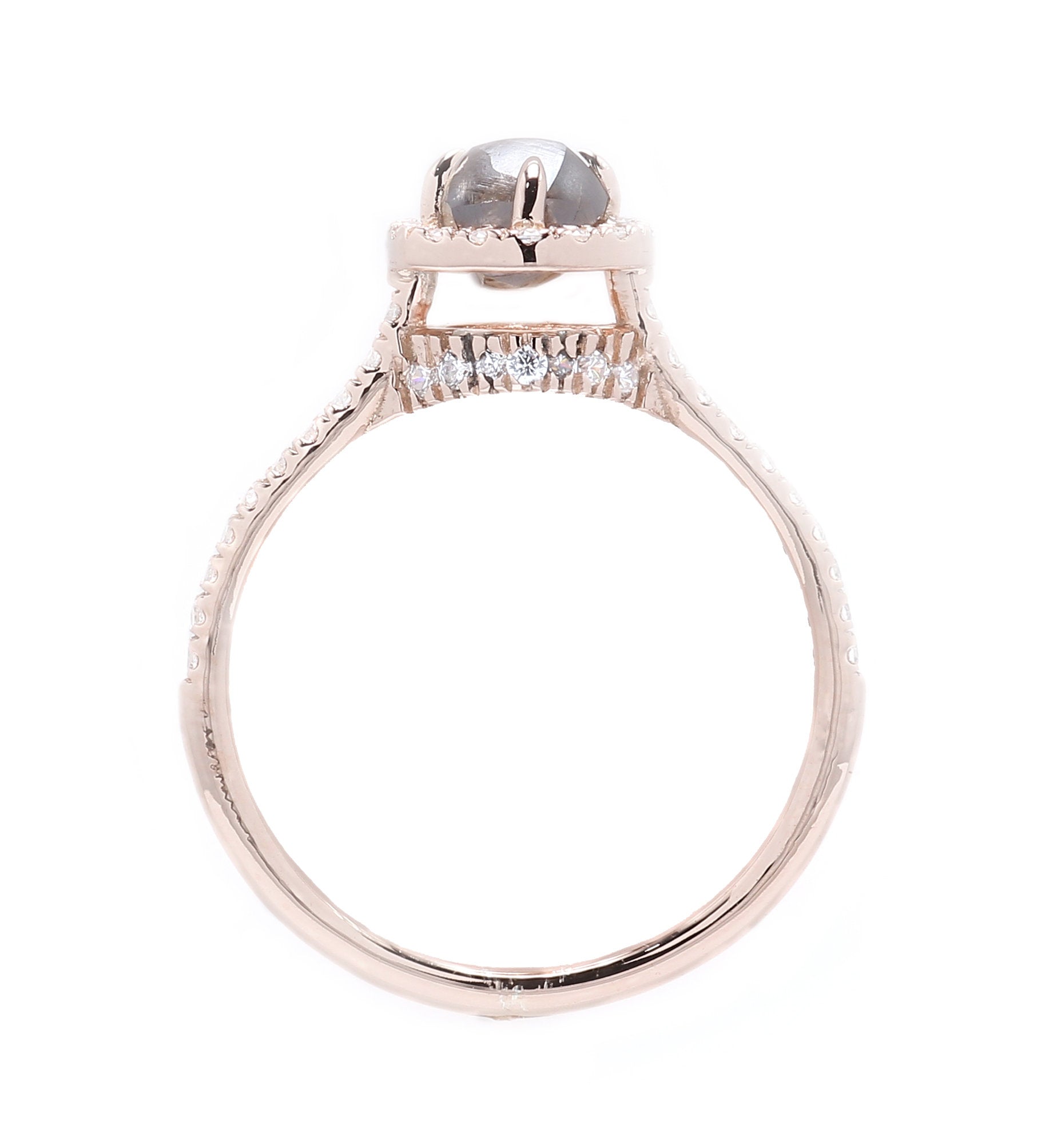Brown Rough Diamond 14K Solid Rose White Yellow Gold Ring Engagement Wedding Gift Ring KD848