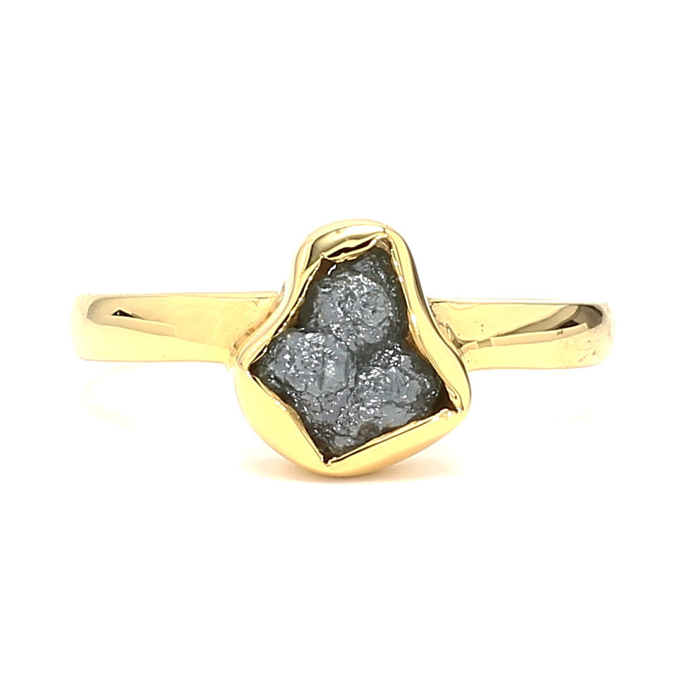 Natural Blue Rough Diamond 14K Solid Yellow Gold Ring Engagement Wedding Gift Ring KD512