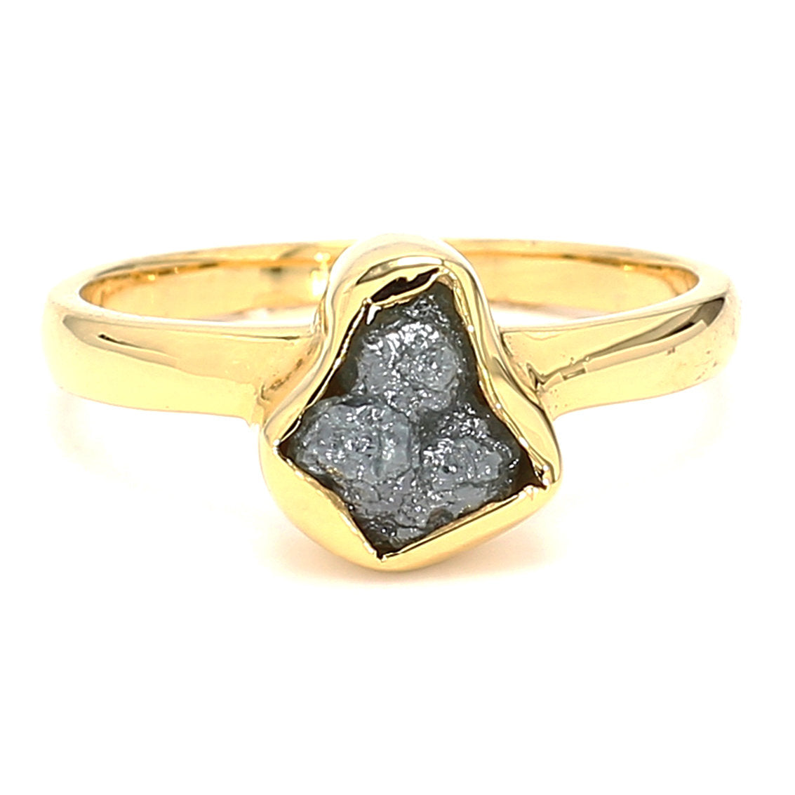 Natural Blue Rough Diamond 14K Solid Yellow Gold Ring Engagement Wedding Gift Ring KD512