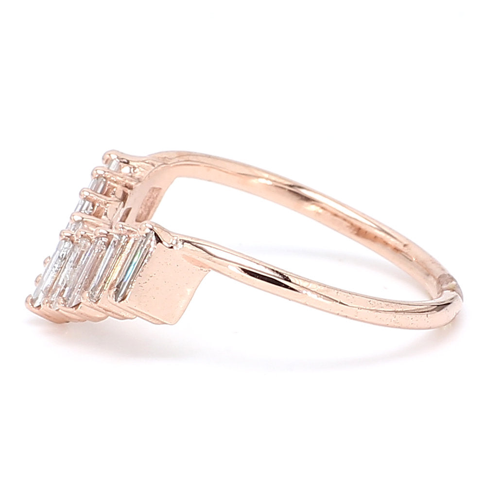 Salt And Pepper Baguette Diamond 14K Solid Rose Gold Band Ring Engagement Wedding Gift Band KD827