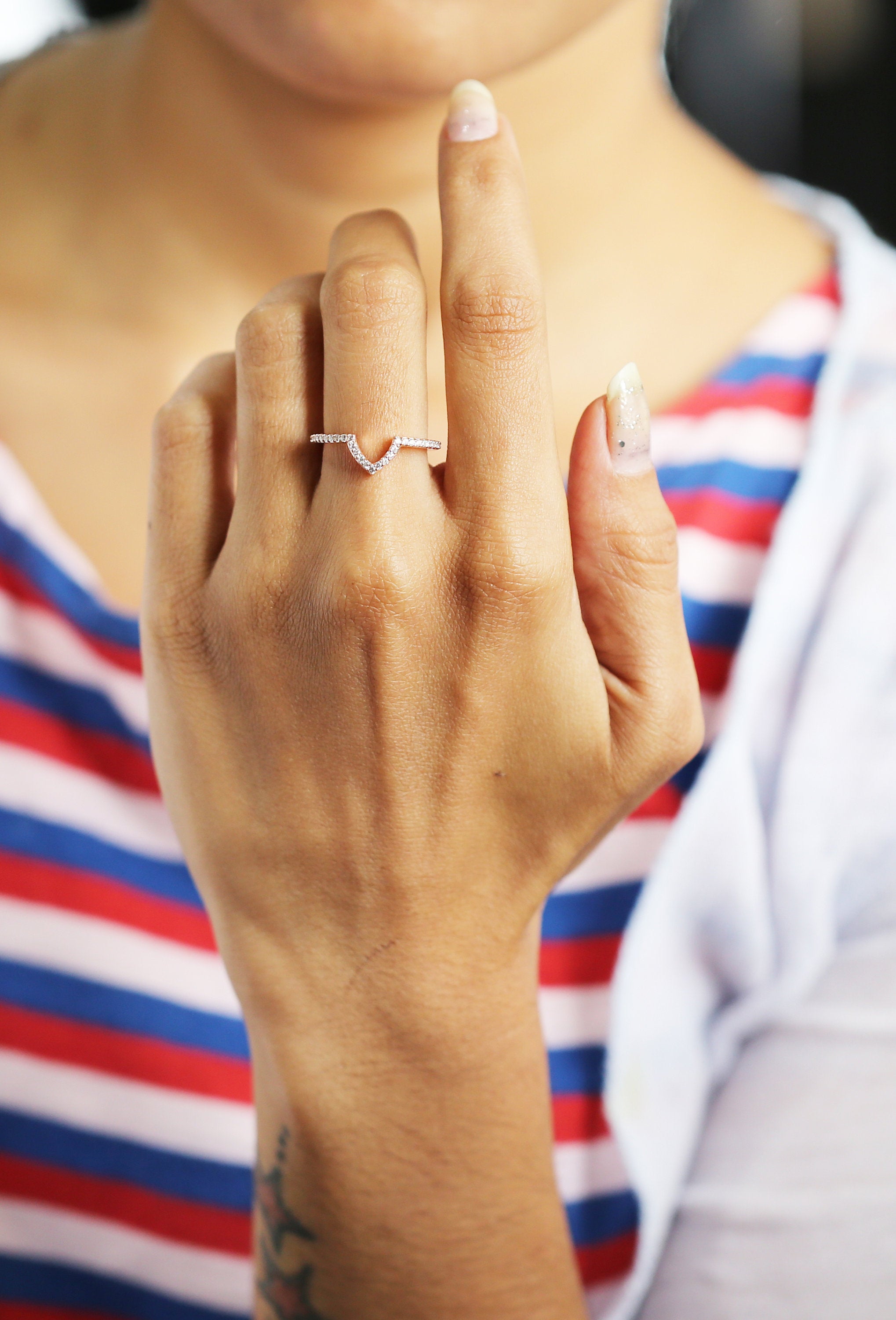 14K Rose Gold Band Salt And Pepper Round Diamond Ring Engagement Wedding Gift Ring KD829