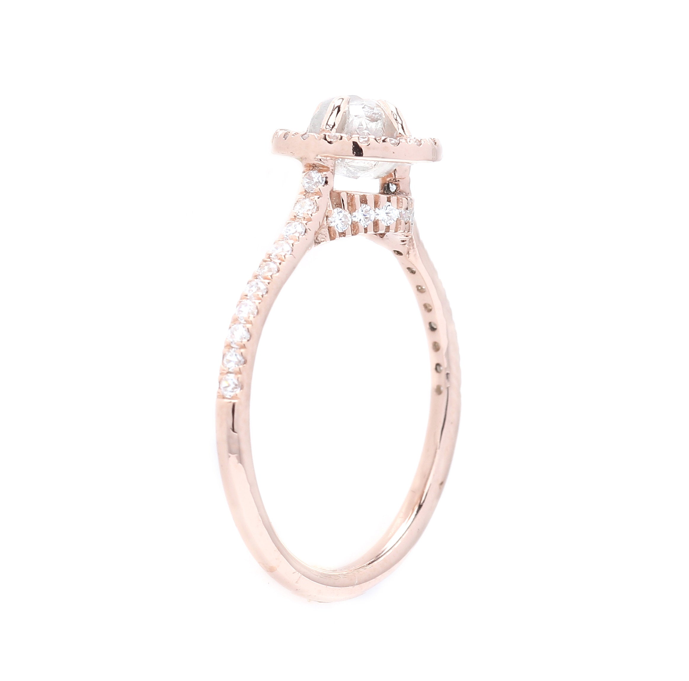 Grey Rough Diamond 14K Solid Rose White Yellow Gold Ring Engagement Wedding Gift Ring KD850