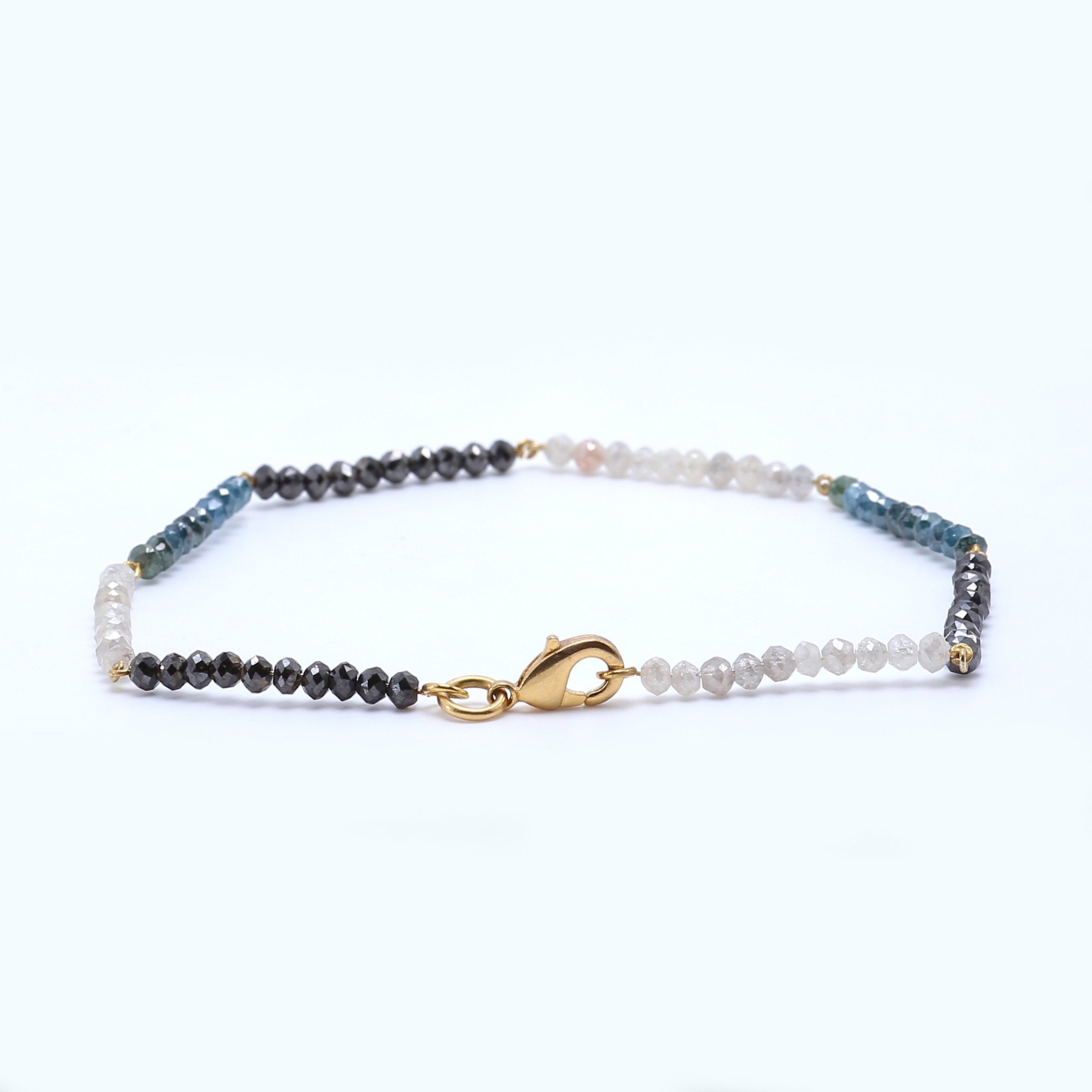 10 CT Round White Black Blue Color Bead Diamond Bracelet With 14 K Solid Rose White Yellow Gold String lock  Engagement Wedding Gift KD870