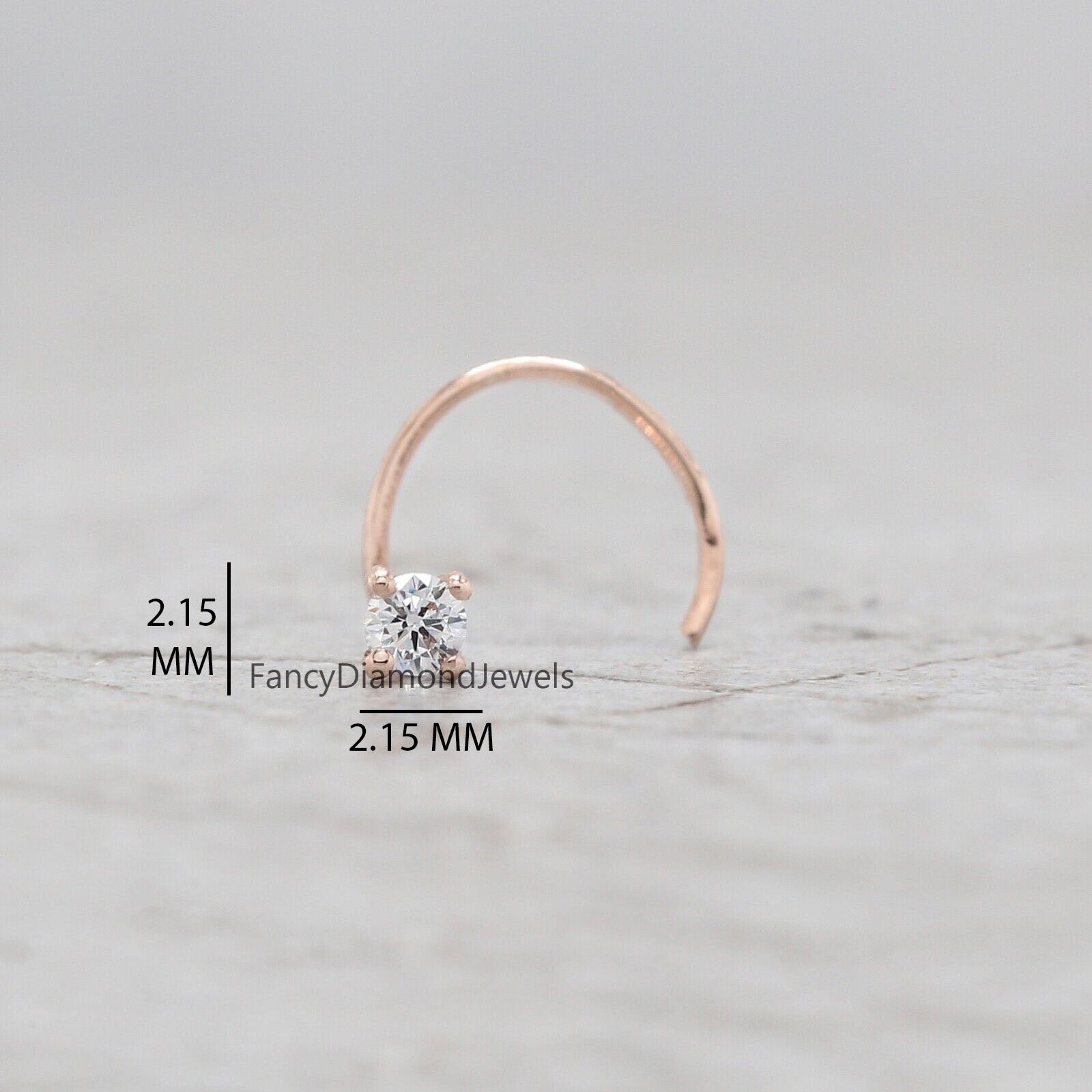 Natural White Round Diamond Nose Rings Engagement Wedding Gift Nose Ring 14K Solid Rose White Yellow Gold Nose Ring 0.05 CT KD952